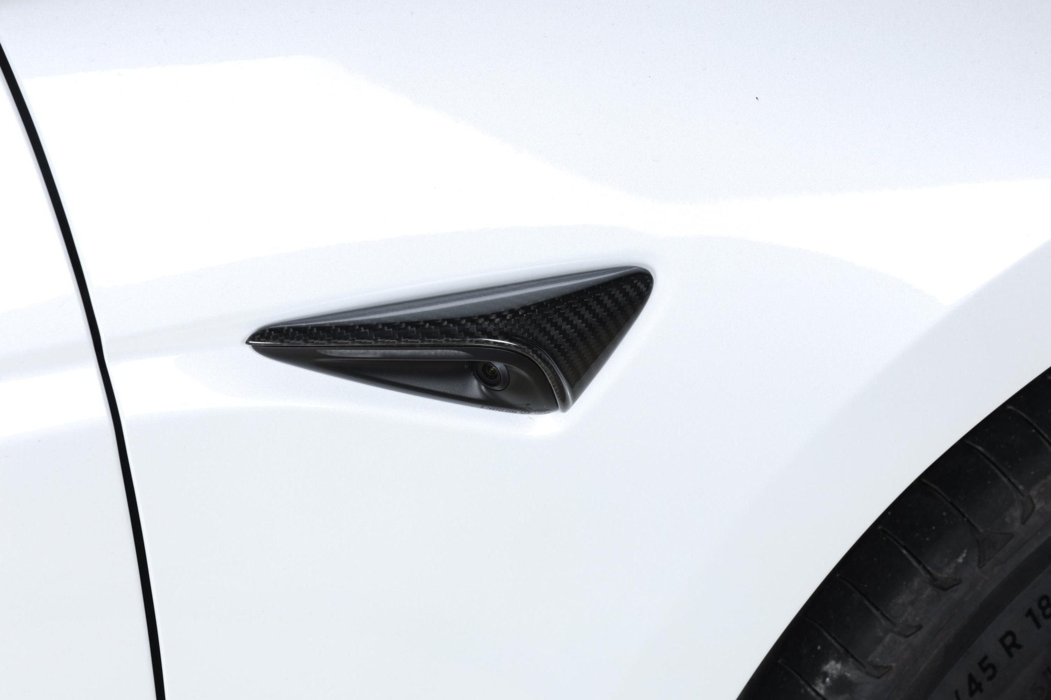 HANSSHOW Real 3K Carbon Fiber Side Camera Covers For Tesla Model 3/Y (2017-2022) – 2PC Matte