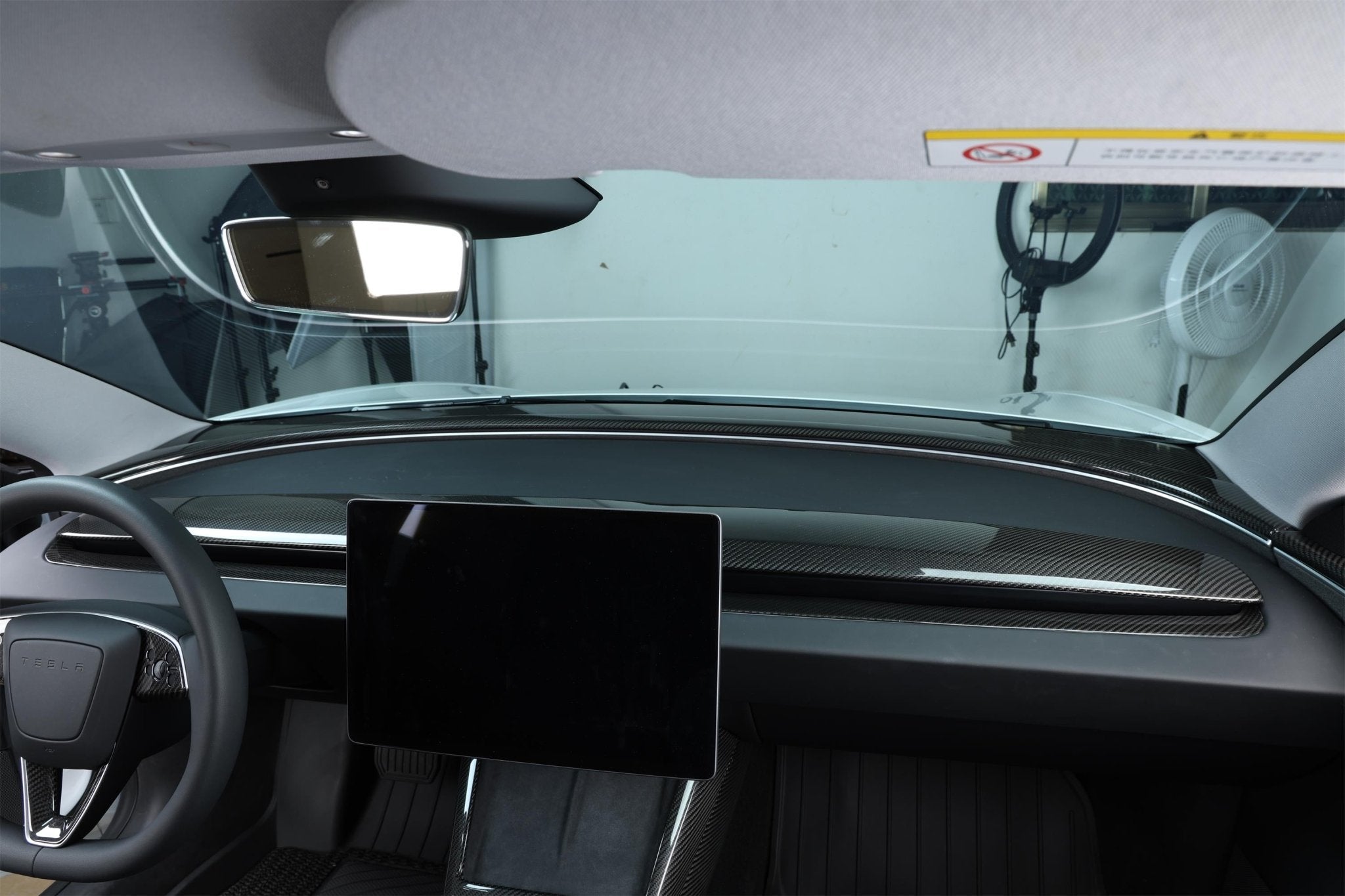 Dry Carbon Fiber Dash Cover Replacement for Tesla Model 3 Highland (Gloss) - Fusion Motorsports USA