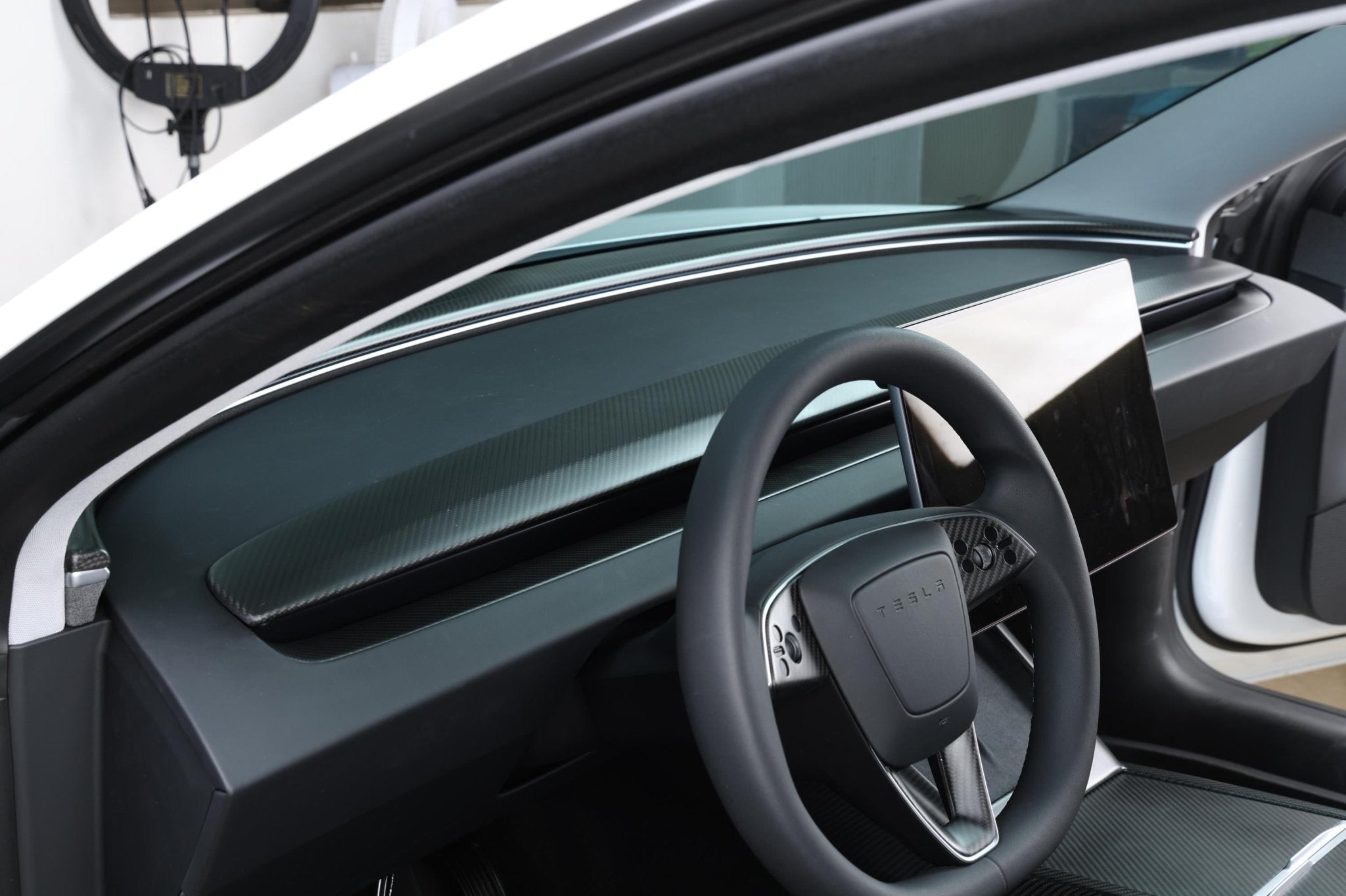 Dry Carbon Fiber Dash Cover Replacement for Tesla Model 3 Highland (Matte) - Fusion Motorsports USA