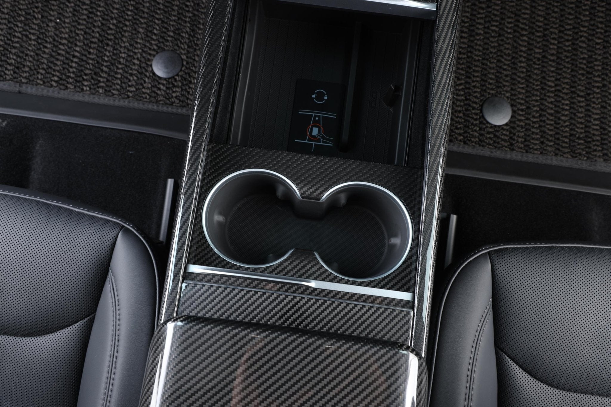 Dry Carbon Fiber Front Cup Holder Frame for Tesla Model 3 Highland (Gloss)