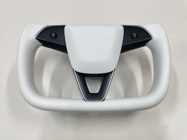 パーツ Tesla Model 3 Highland Yoke Steering Model 3 Highland Yoke Steering Wheel - White Napa Leather - Fusion