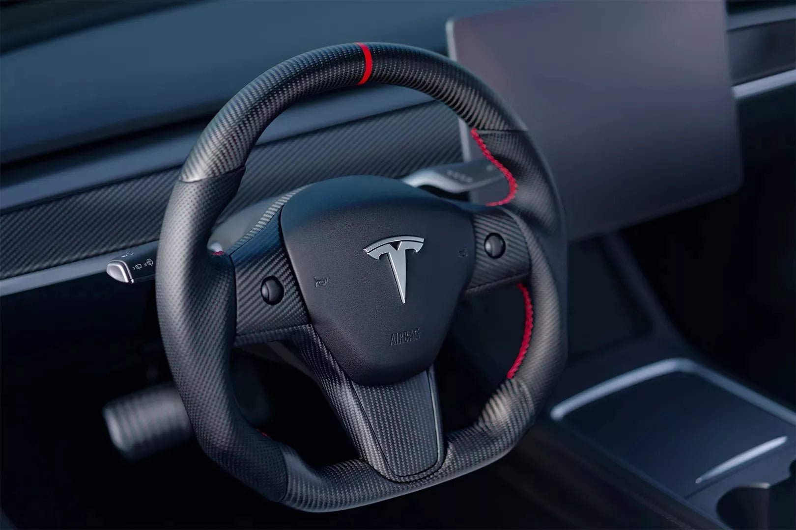Tesla Model 3/Y Matte Carbon Fiber Steering Wheel Replacement - Fusion Motorsports USA