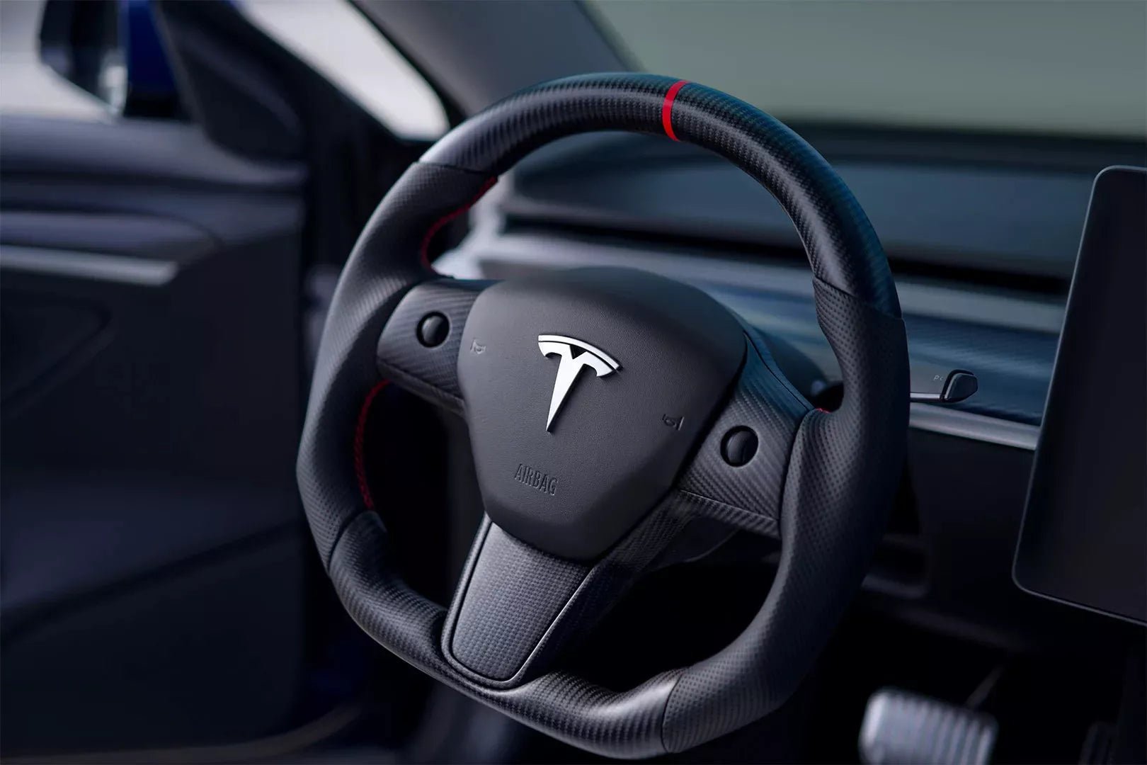 Tesla Model 3/Y Matte Carbon Fiber Steering Wheel Replacement